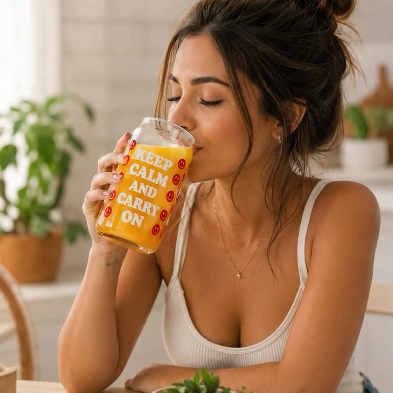Copo De Vidro Formato Lata Bebida Frase Motivacional 470ml