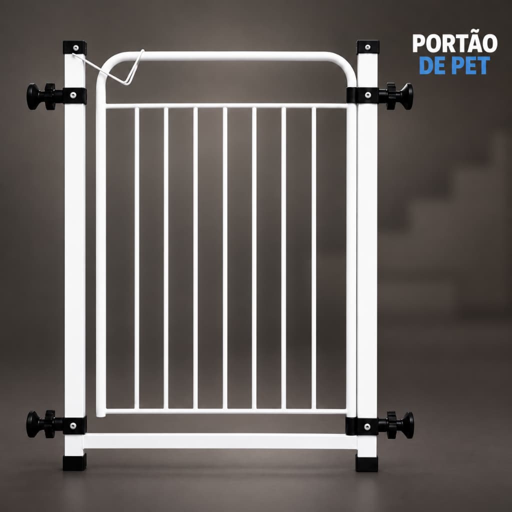 Portão Pet de Segurança | Aço Carbono com Pintura Epóxi | Sem Furos | Para Cães, Bebês e Crianças
