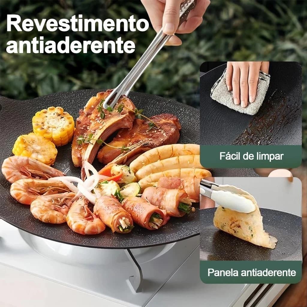 Churrasqueira Redonda Antiaderente Bandeja Para Churrasco Adequada Fogões Domésticos