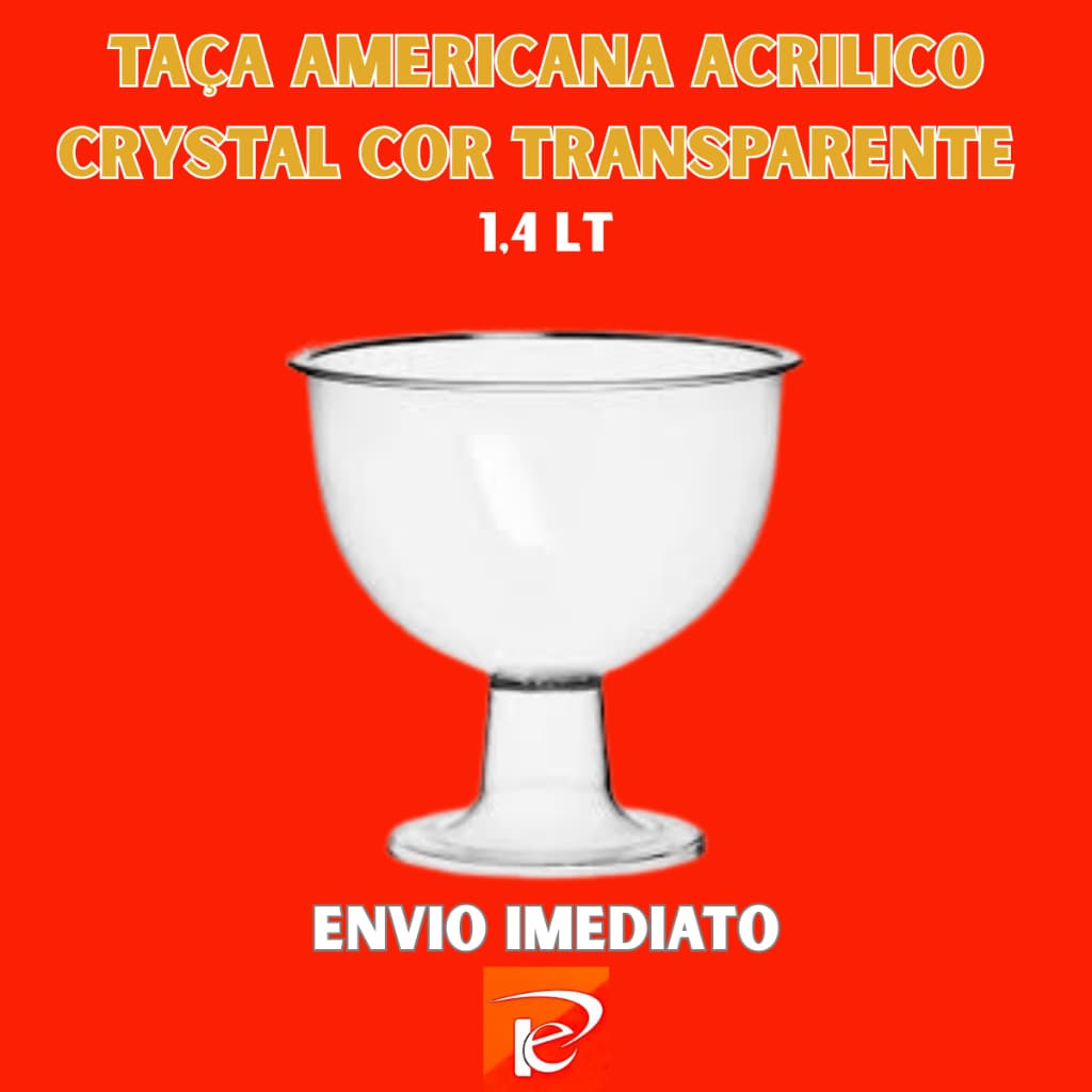 Taça Americana 1,4L Tigela Fruteira Para Buffet E Sorveteria Acrilico Crystal Cor Transparente