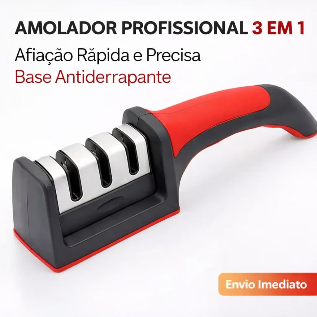 Afiador Amolador De Faca 3 Estágios Profissional Afiação Rápida Aço Inoxidável Antiderrapante
