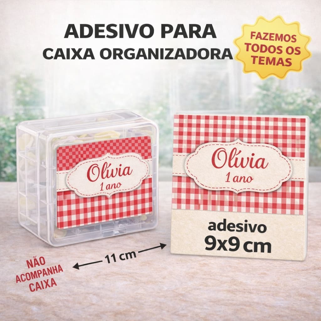 Adesivos para Caixa Organizadora com 6 Divisórias para Guloseimas – Todos os Temas | Personalizado com Nome e Idade
