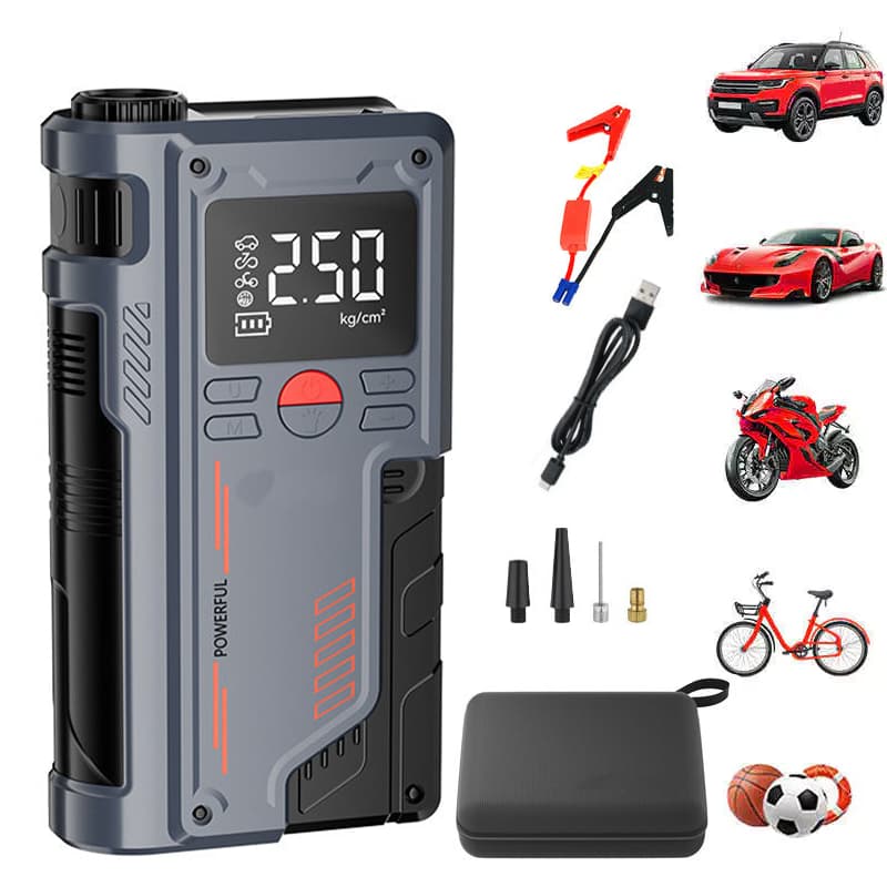 Compressor de Ar Automotivo 12V 150PSI Digital Inflador e Calibrador de Pneus 14.8V com USB e LED