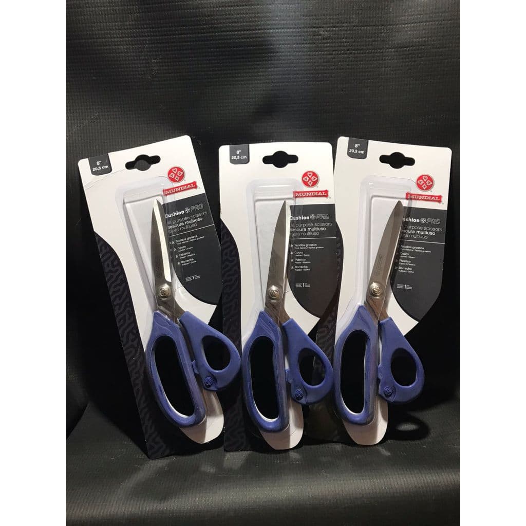 TESOURA MUNDIAL REFORÇADA CUSHIN PRO AZUL DE 8 POLEGADAS COM 20,3CM