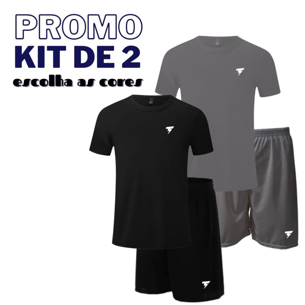 kit 2 Camisas e 2 Shorts de Academia Corrida Futebol