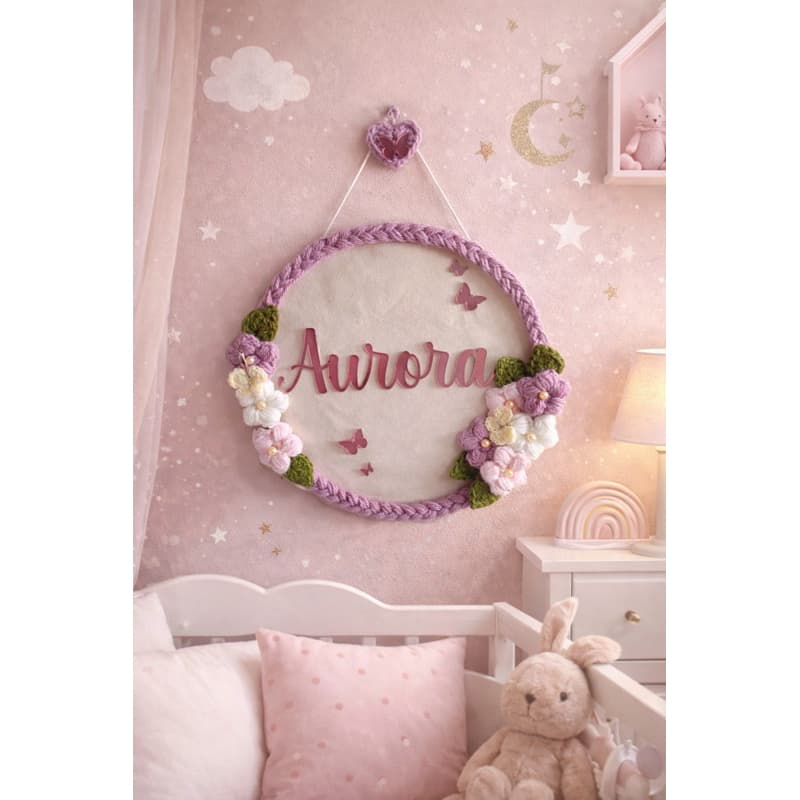 PORTA MATERNIDADE AURORA PERSONALIZADO TEMA BORBOLETAS