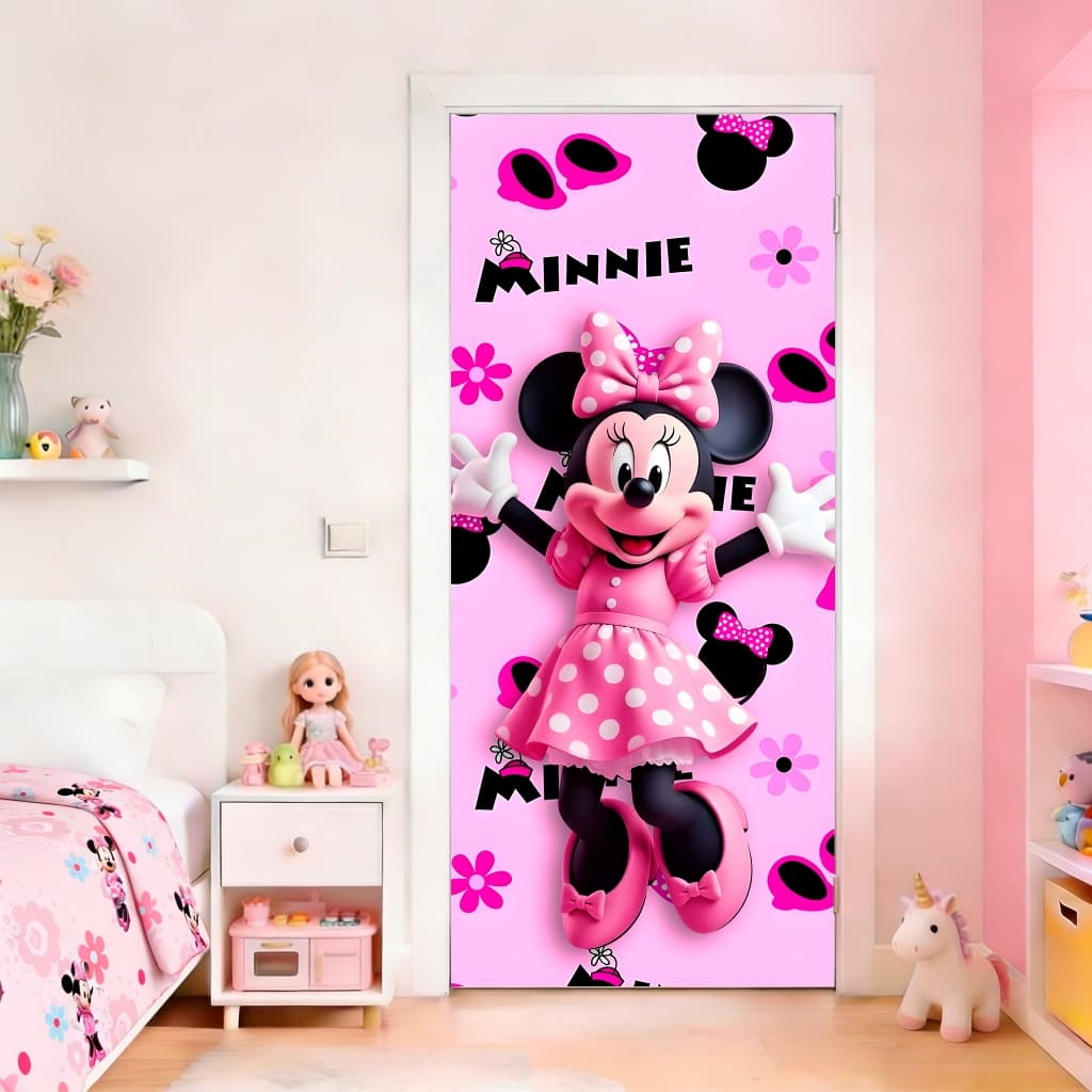 Capa Porta Minnie Mouse Rosa Laço