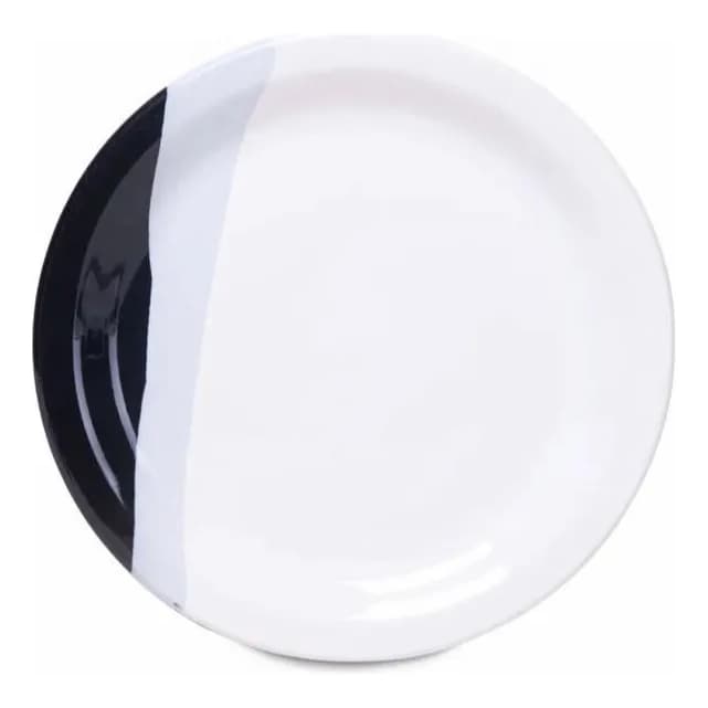 Kit 2 Pratos De Sobremesa 19,5cm Cerâmica Brasília Atual Preto