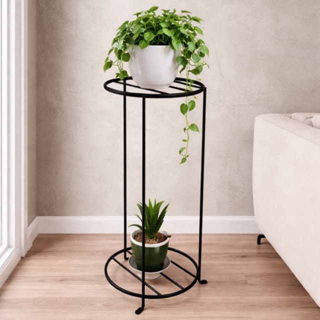 suporte para vaso de flor em ferro dois andares para plantas de chão