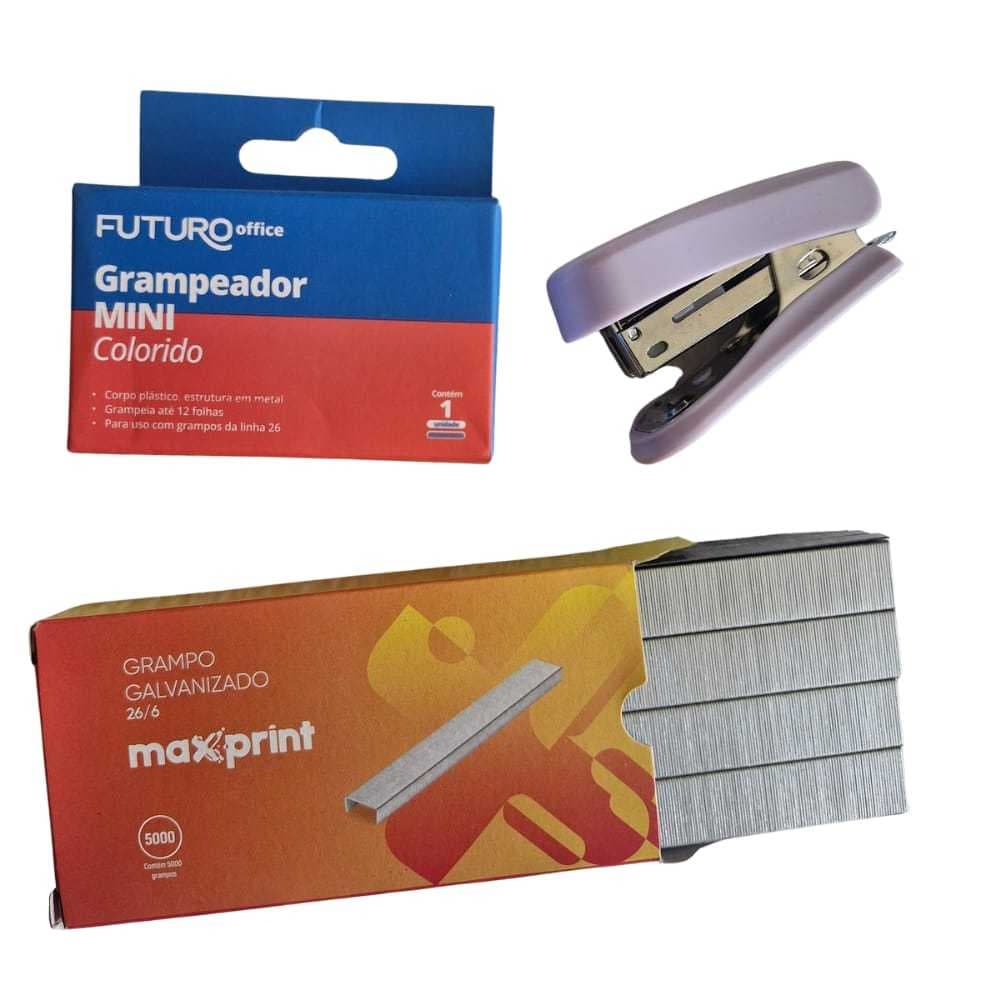 Kit de escritório- Mini Grampeador e Grampo contém 5000 grampos