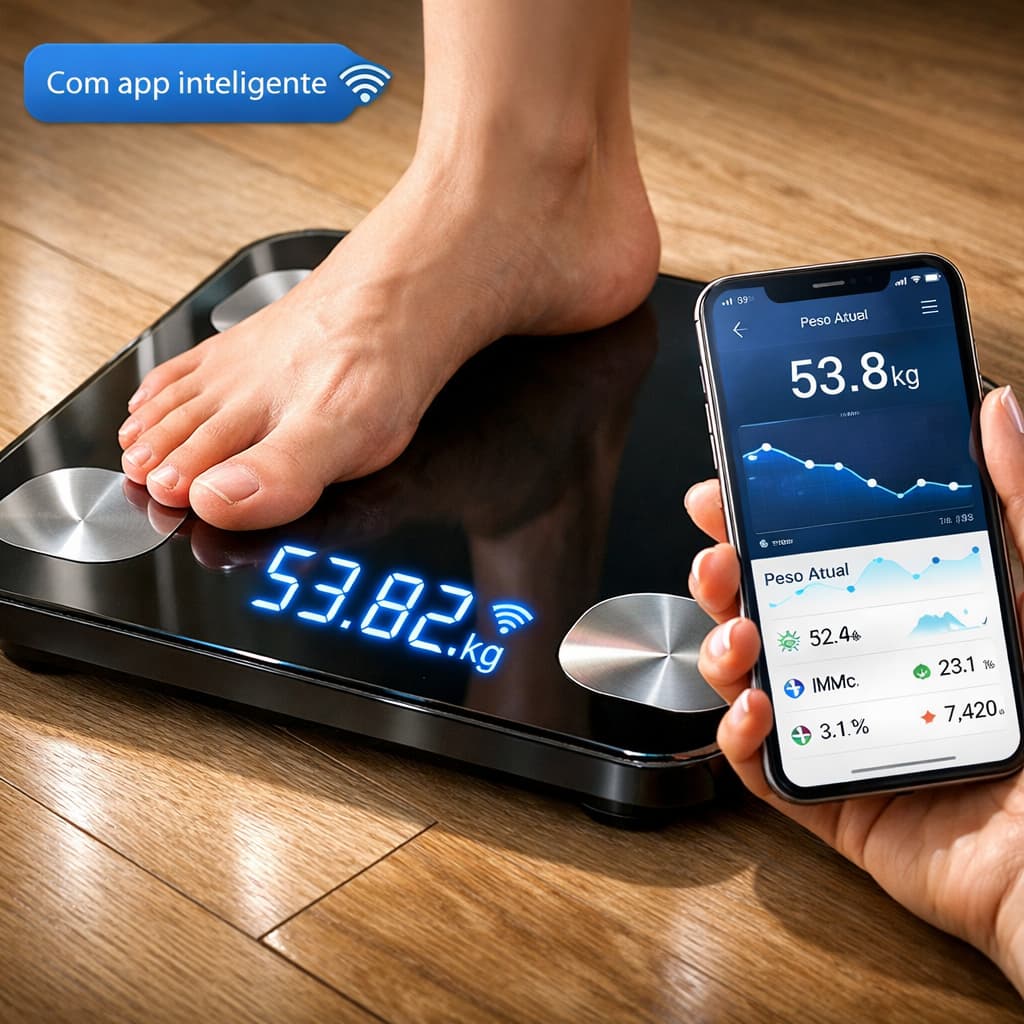 Balança Digital Profissional - Bioimpedância 140kg + Bluetooth App IMC Medidor Alta Precisão | Preta