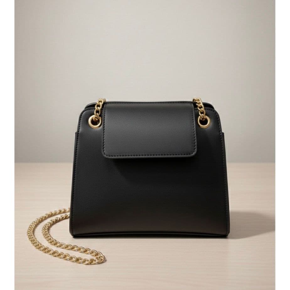 Bolsa Feminina Alça de Corrente Dourada Bolsa Grande Bag Couro Sintético Tendência Moda Feminina