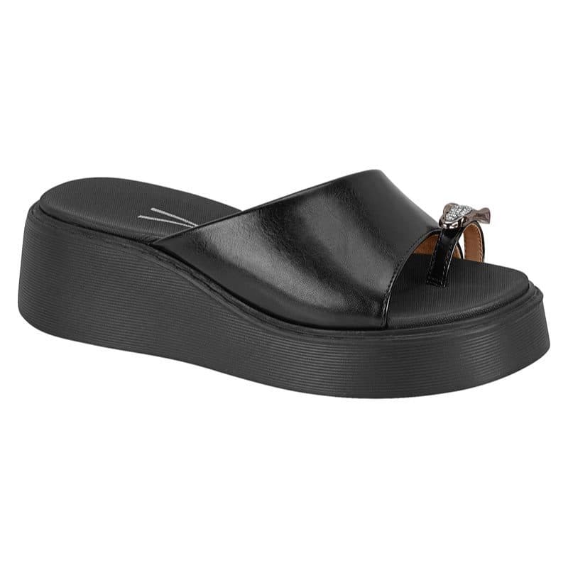 Tamanco Feminino Flatform Preto Conforto Anabela Vizzano