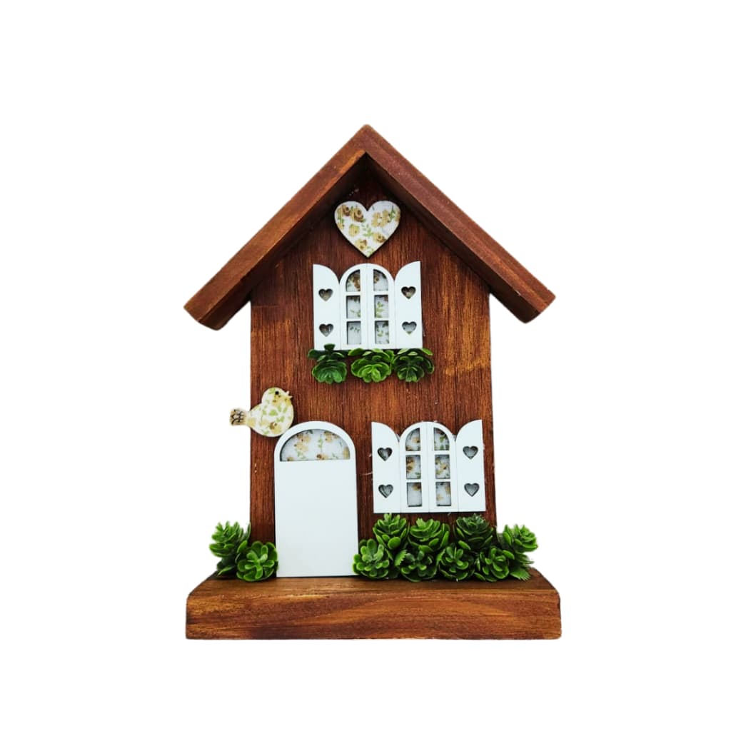 Casinha Decorativa de Madeira Enfeite Artesanal para Sala e Cozinha