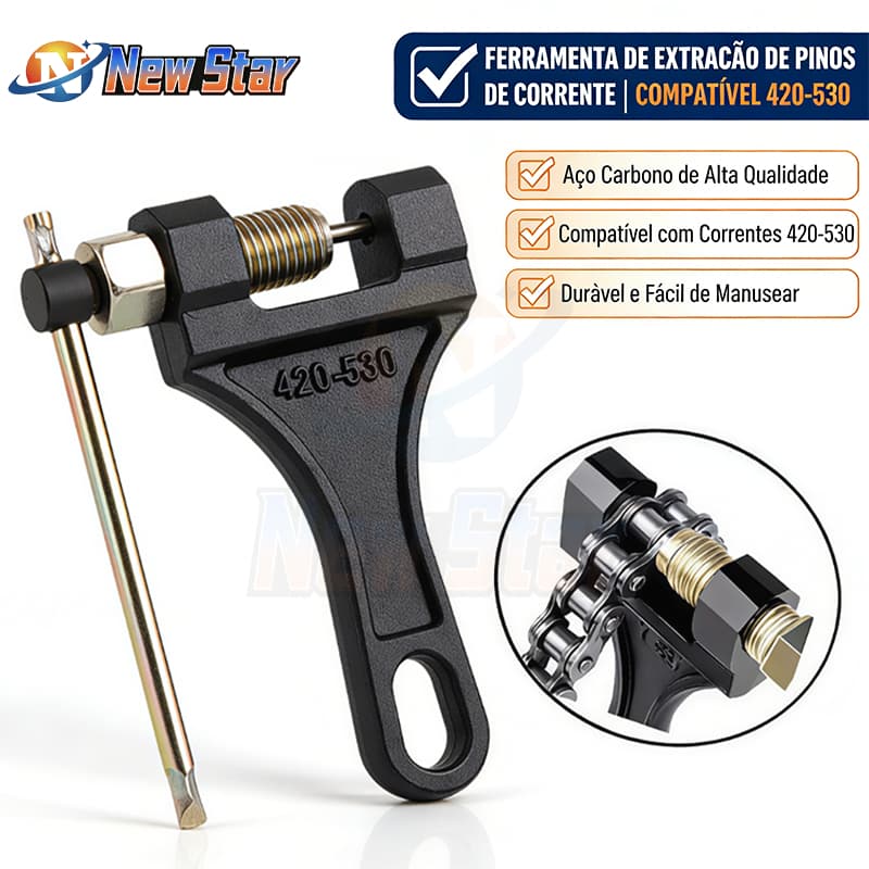 New Star Chave Extrator Pino Corrente Moto Mod 420,428,520,525,530