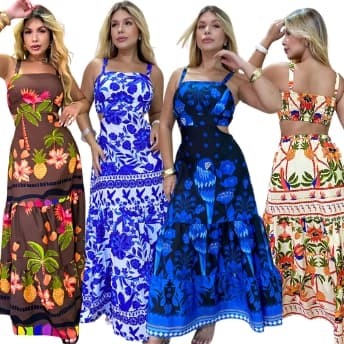 Kit 2 Vestidos Longo Feminino Moda Evangélica Casual Festas