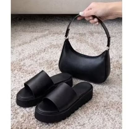 Kit Chinelo Slide Nuvem Feminino + Bolsa De Ombro Compacta