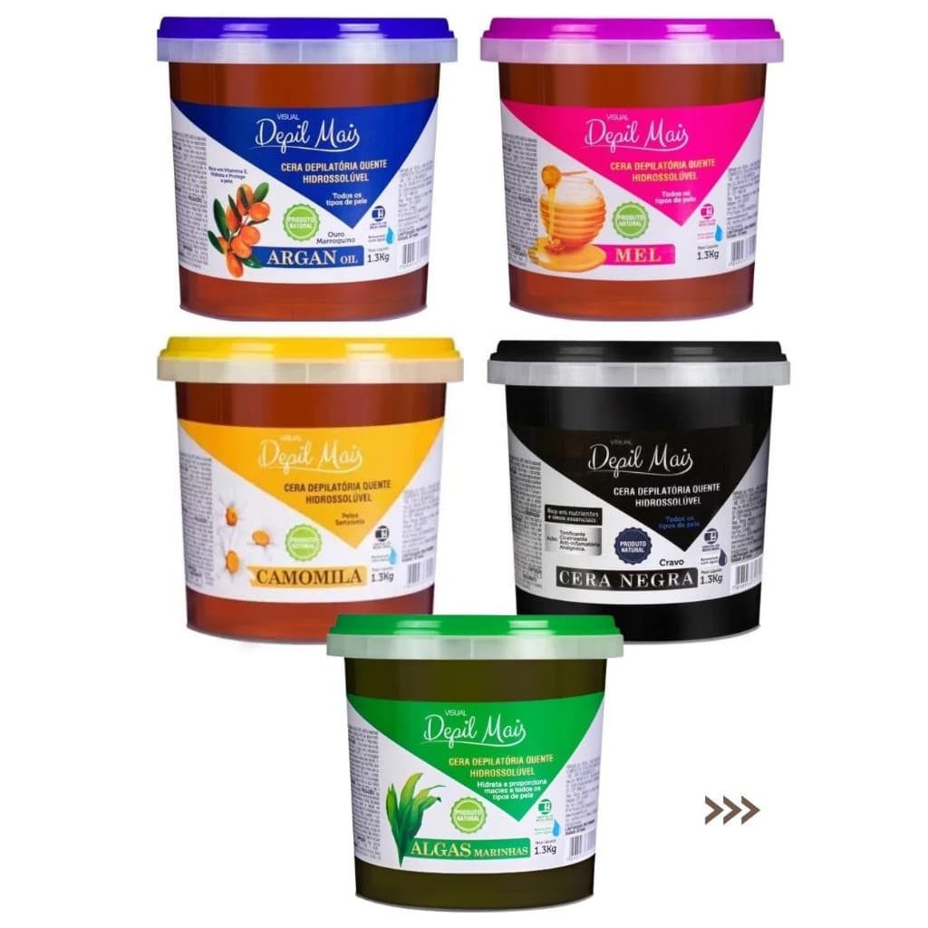 Cera Depilatória Hidrossolúvel Depil Mais - Mel, Camomila, Cera Negra, Algas, Argan 1.300kg