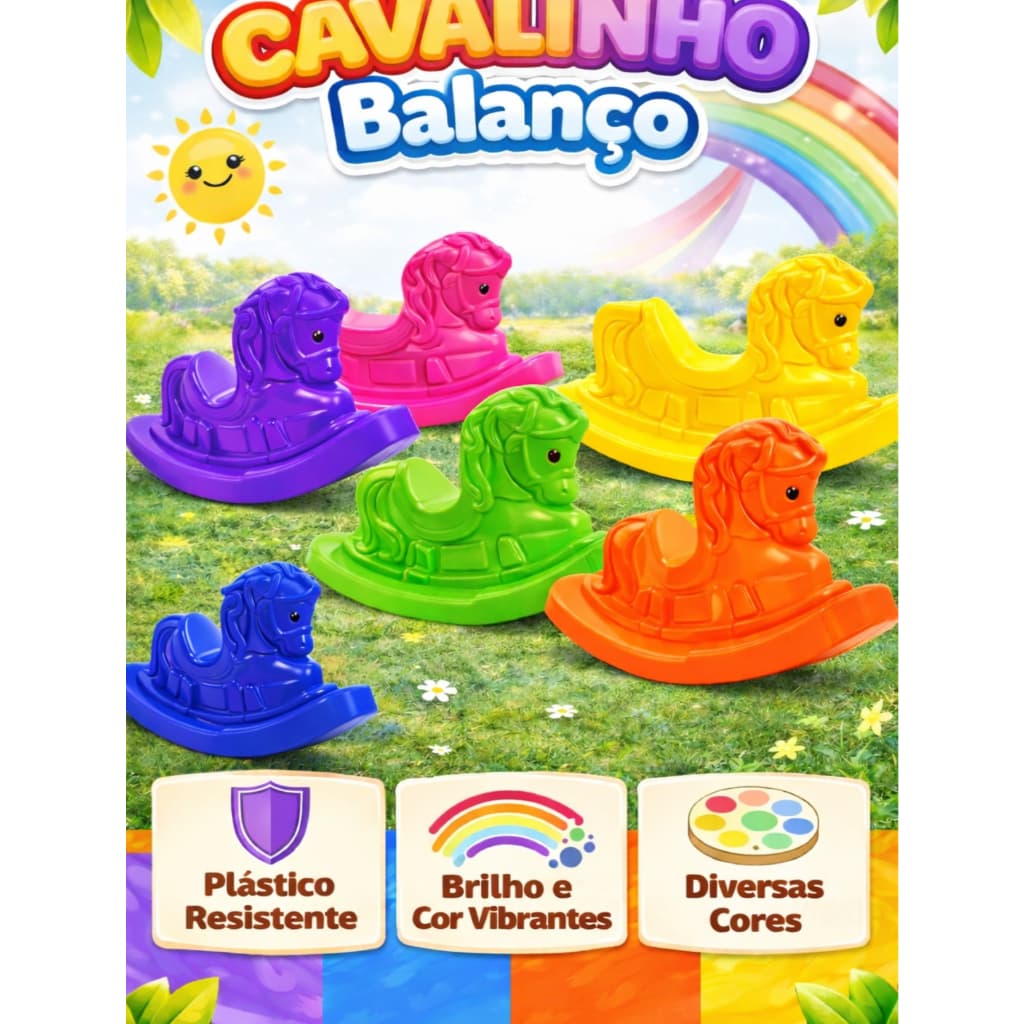 Gangorra Infantil Cavalinho Colorida Play Brinquedo PROMOÇÃO