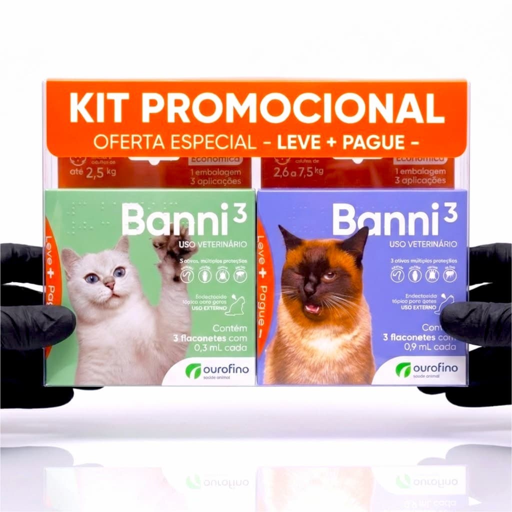 Antipulgas Banni3 Para Gatos De Até 7,5kg - Econômica C/ 3