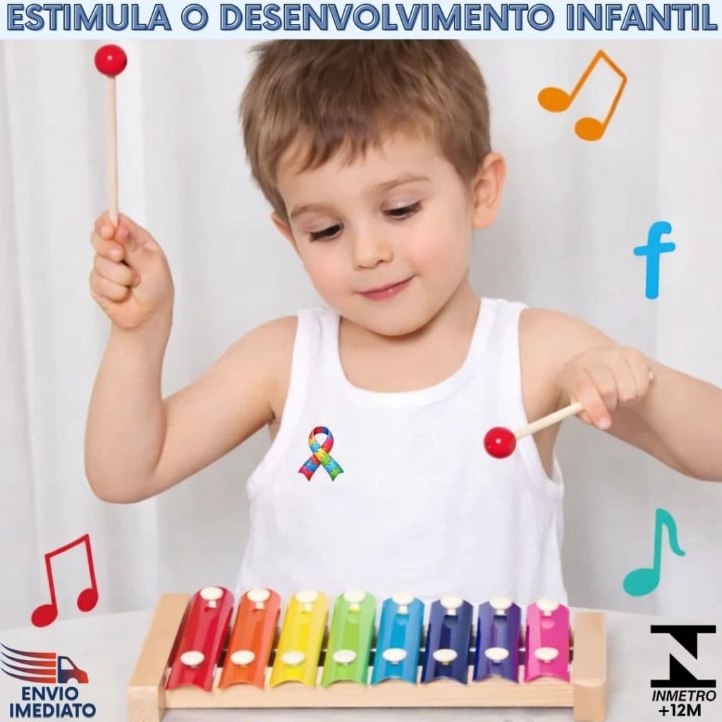 Brinquedo Musical Infantil Xilofone Colorido 8 Notas Educativo