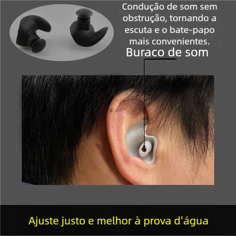 Tampão Auricular para Natação - Protetor de Silicone Flexível, Adulto e Infantil