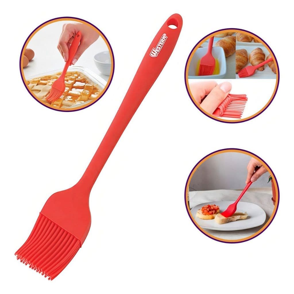 Pincel Culinário de Silicone 26cm – Cozinha, Pão e Confeitaria, Cor Vermelha