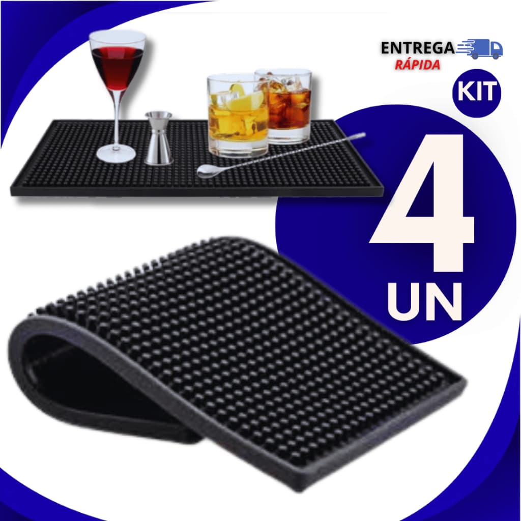 Conjunto Tapete Escorredor Louça Em Silicone Pratos Copos  30x15 descanso copos Taças Utensílios