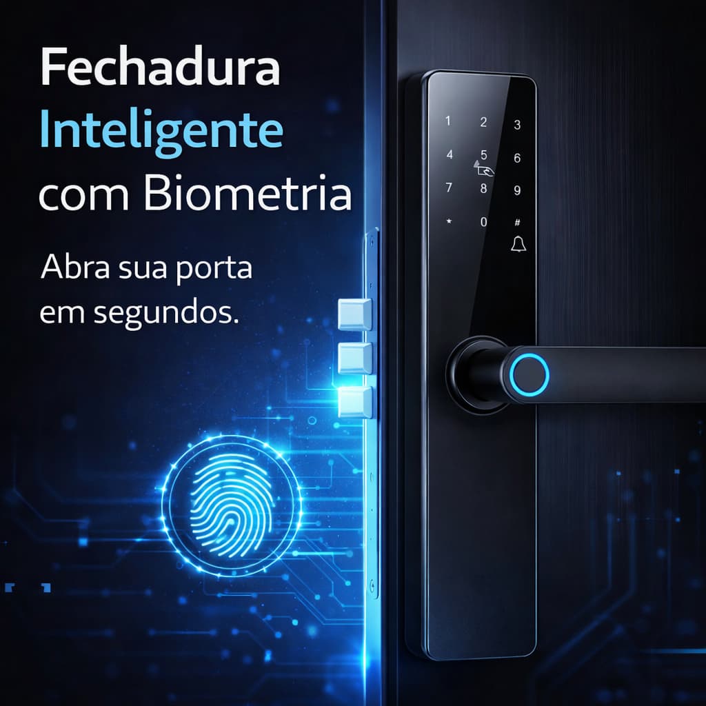 Fechadura Digital Biométrica Touch Senha Cartão NFC Eletrônica Inteligente para Porta