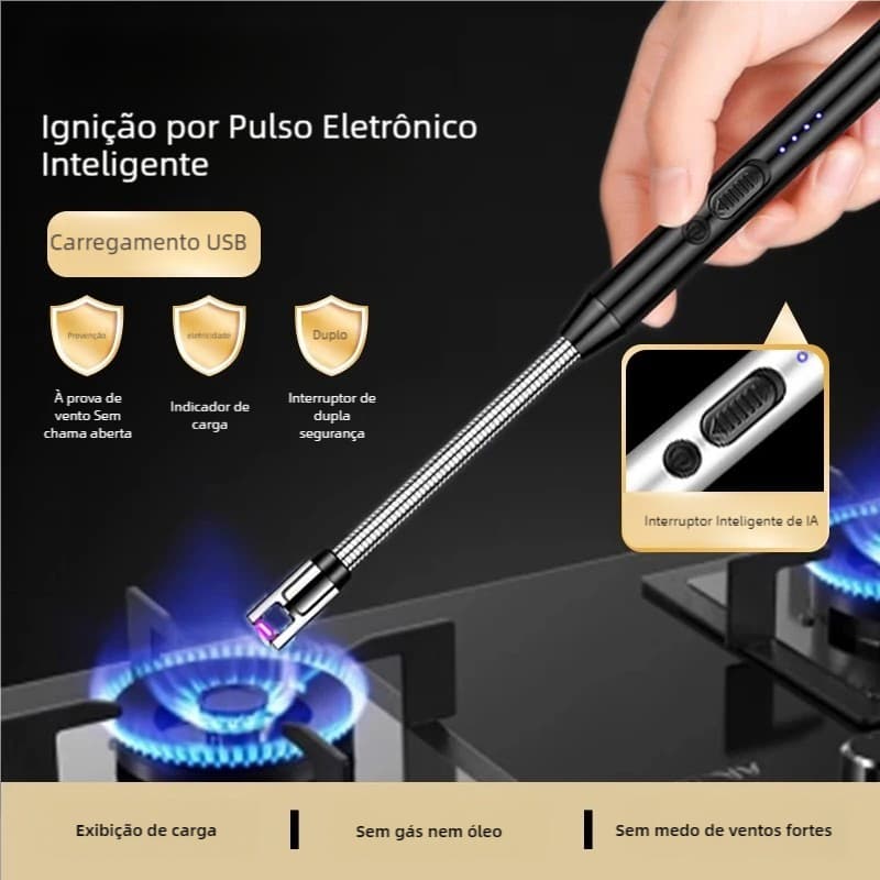 Acendedor De Fogão Isqueiro Elétrico Original Recarregável USB