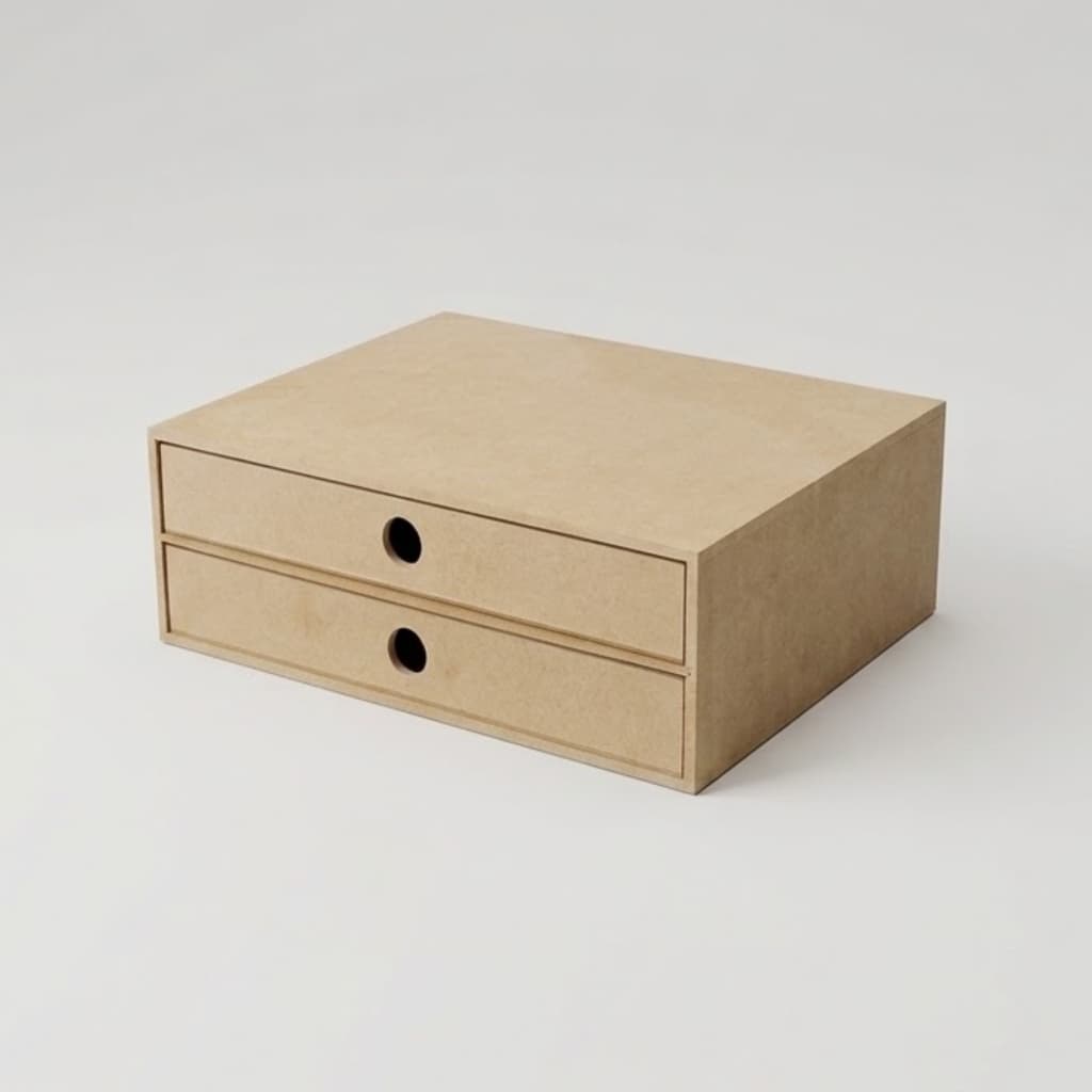 Organizador de Mesa Multiuso Porta Sulfite e Suporte Monitor Mdf Cru 2 Gavetas