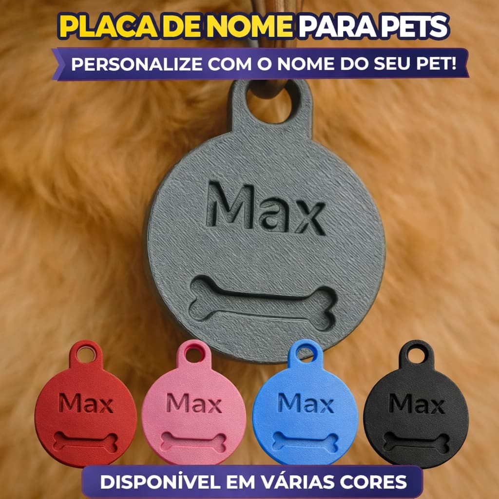 Plaquinha Pet Personalizada Com Nome Placa de Identificação Cachorro Gato Várias Pingente Para Coleira Cores