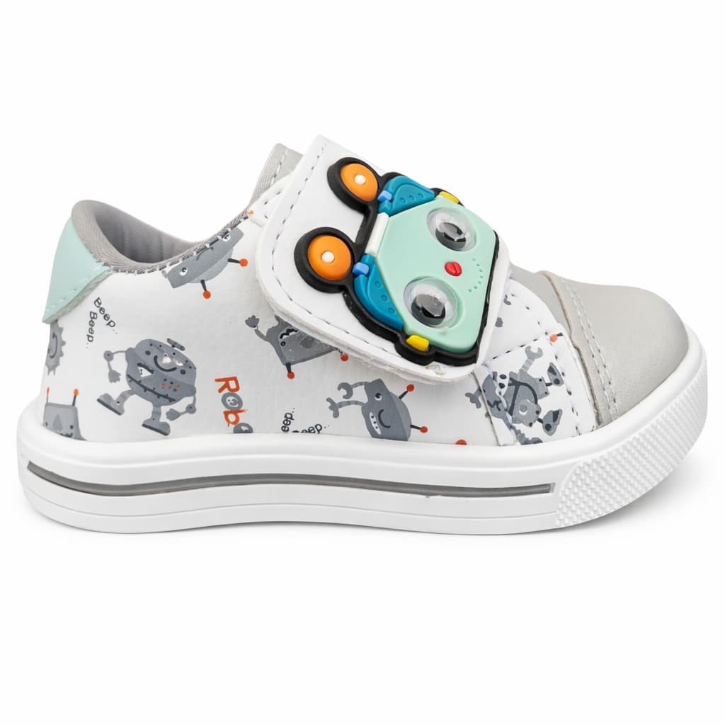 Tênis Bebê Infantil Robô Masculino Com Velcro Confortável Antiderrapante Casual