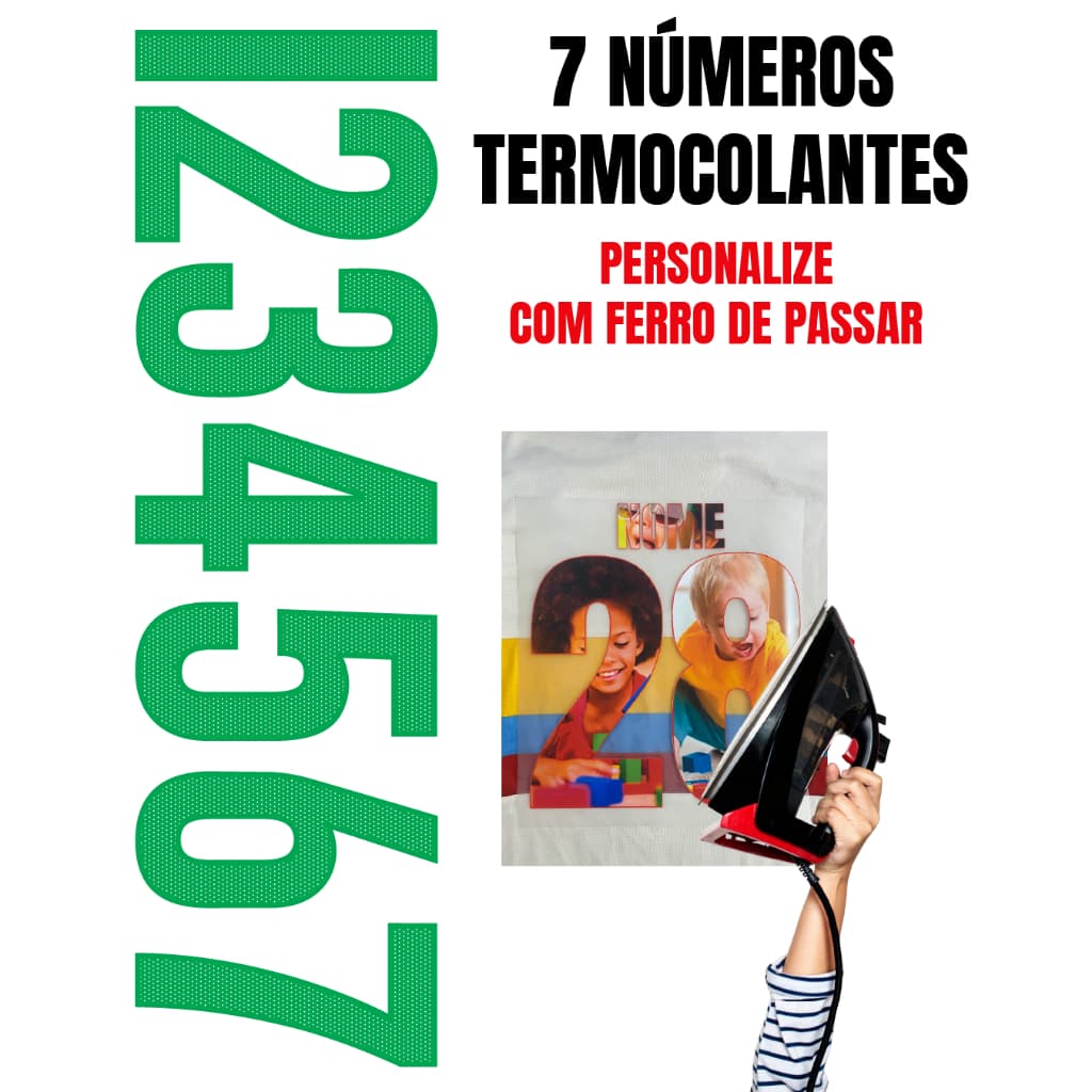 7 números termocolantes em DTF para camisas de futebol - personalize com ferro de passar