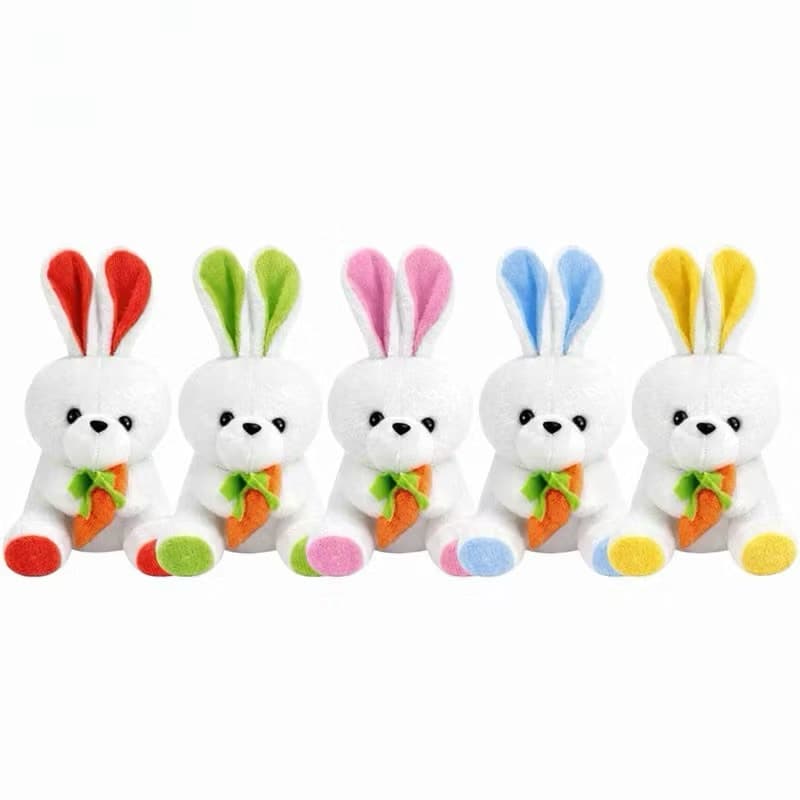 Coelho Kit com 5 Unidades  Pelúcia Colorido Com Cenoura esse Coelho Encanta Adulto e Crianças Ideal Para Páscoa
