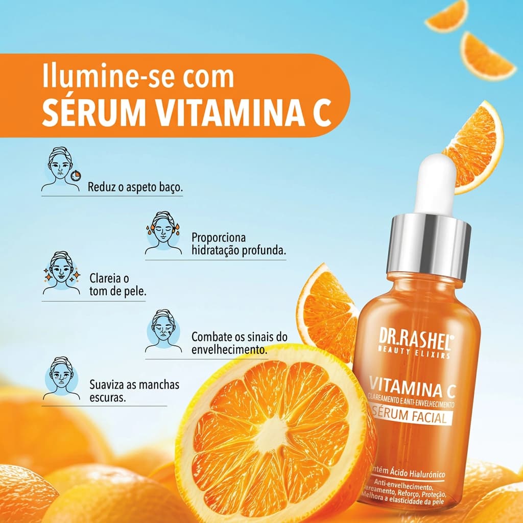 Serum de Vitamina C e Ácido Hialuronico para o rosto - facial - Dr. Rashel Vitamina C Eye Serum 30ml