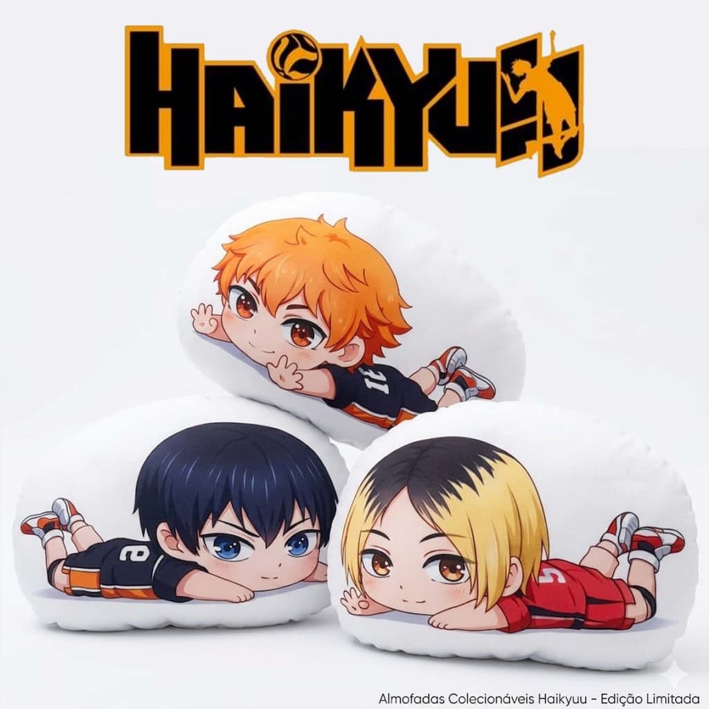 Almofada Chibi | Almofada decorativa | Anime | Haikyuu | Hinata | Bokuto | Kageyama | Tsukishima | Kenma | Oikawa | Kuro