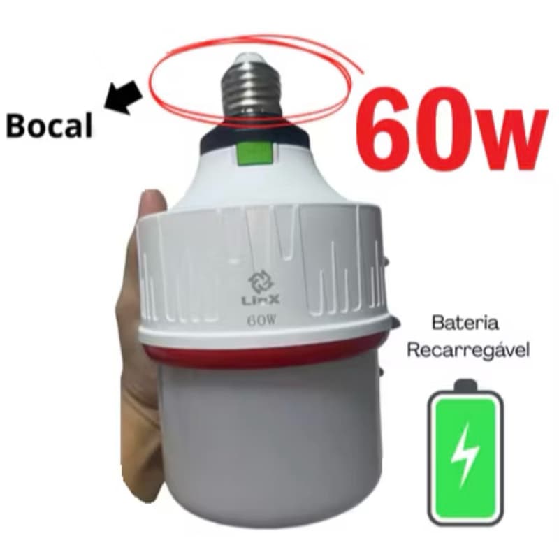 Super Lâmpada recarregável  emergência de 20W/40W/50W/60W acendendo durante queda de energia bivolt