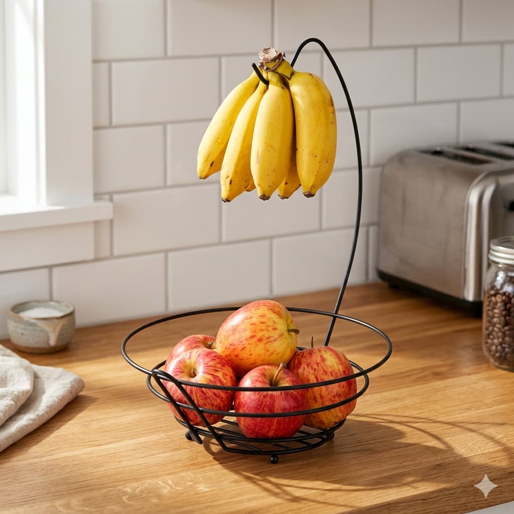 Fruteira Frutas Cozinha Porta Cacho Banana Preta Aramada Cesta