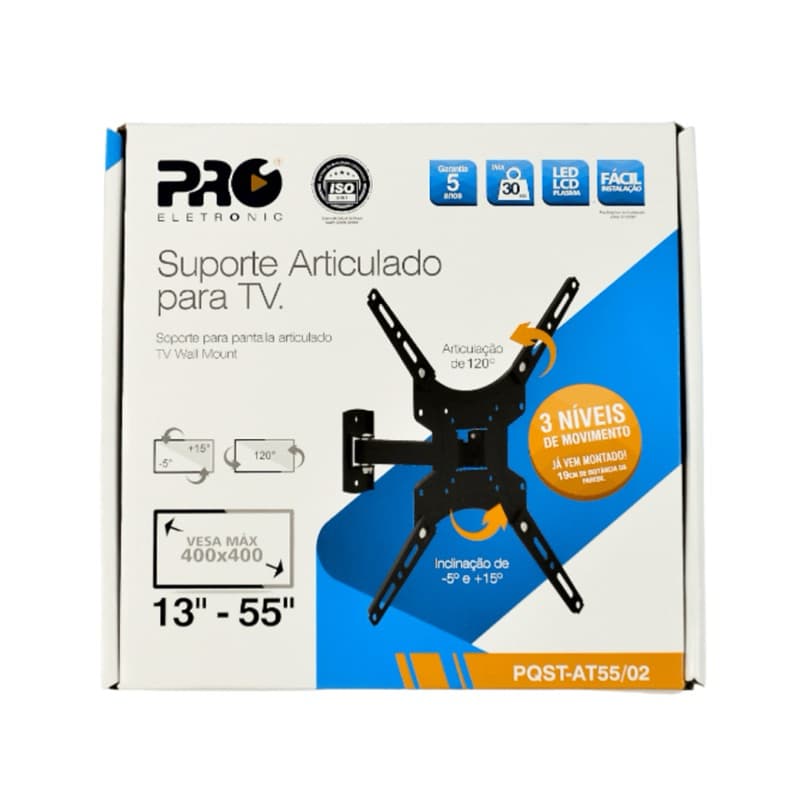 SUPORTE ARTICULADO PARA TVS, LCD E LED 13 A 55 PRO ELETRONIC