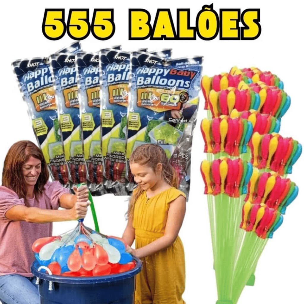 Kit 111/222/333/444/555 Balão De Água Guerra De Bexiga Splash Ball Pacotes com 111 Bexigas de Água Prontas pra Brincar