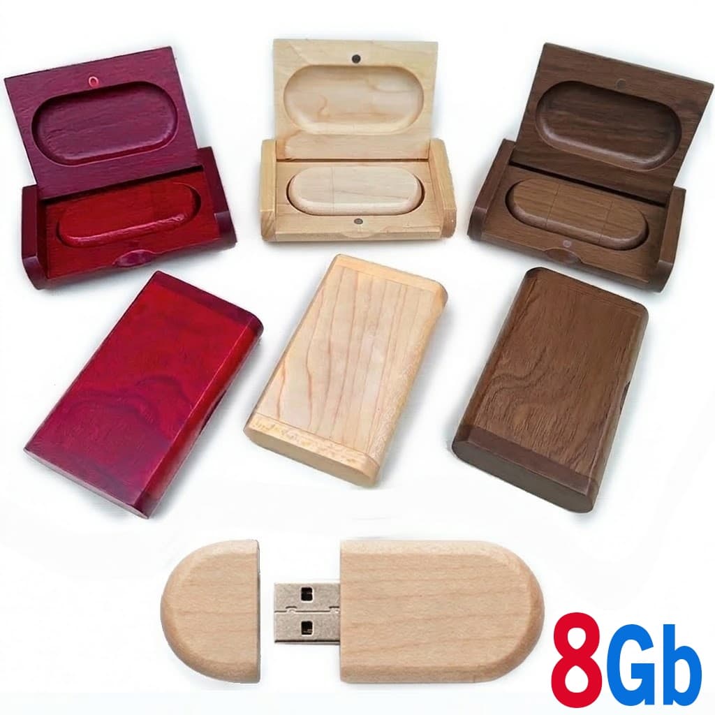 Pen Drive 8Gb de Madeira com Case - Pendrive Para Fotografia, Casamento, Festas, Brinde, Aniversario