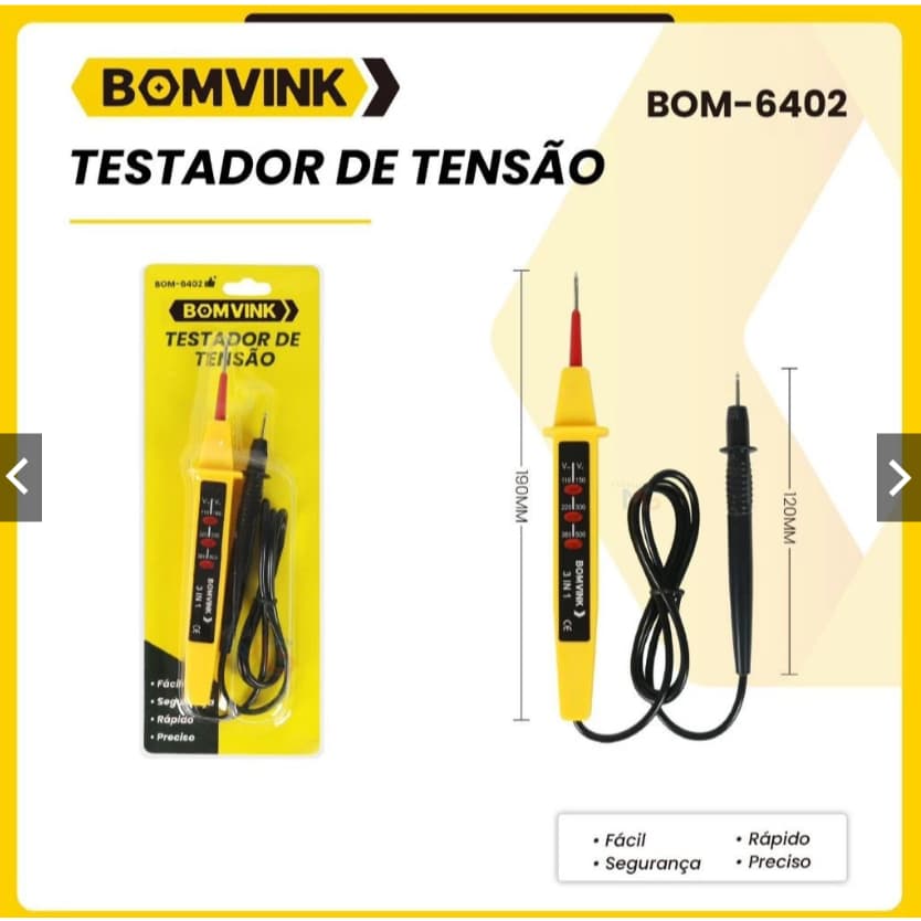 Caneta Teste de Voltagem 3 em 1 Medidor Tensão 110V 220V 380V