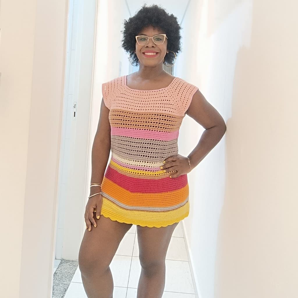 Vestido Feminino Croche Cores Artesanal Delicado