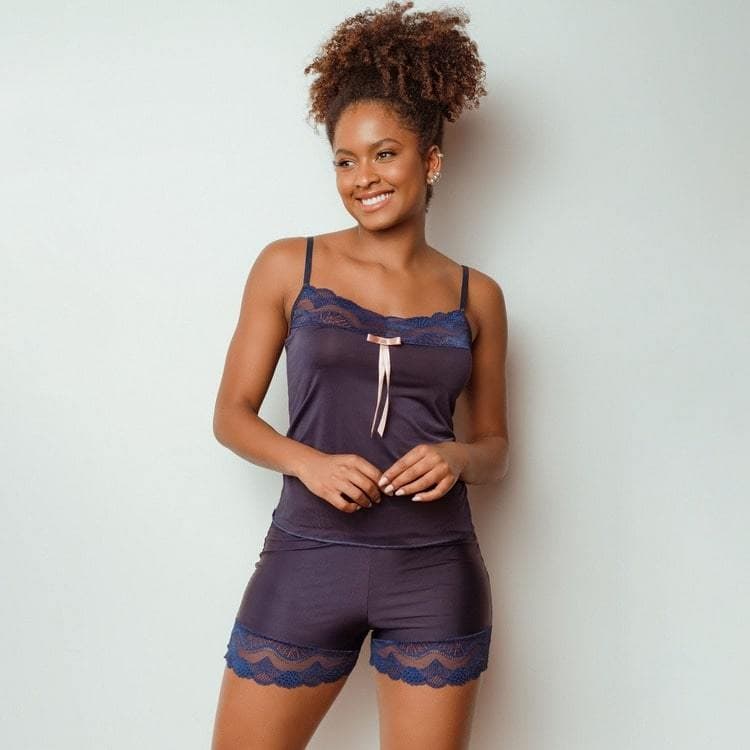 Baby Doll Luxo em Liganete com Renda e Elástico