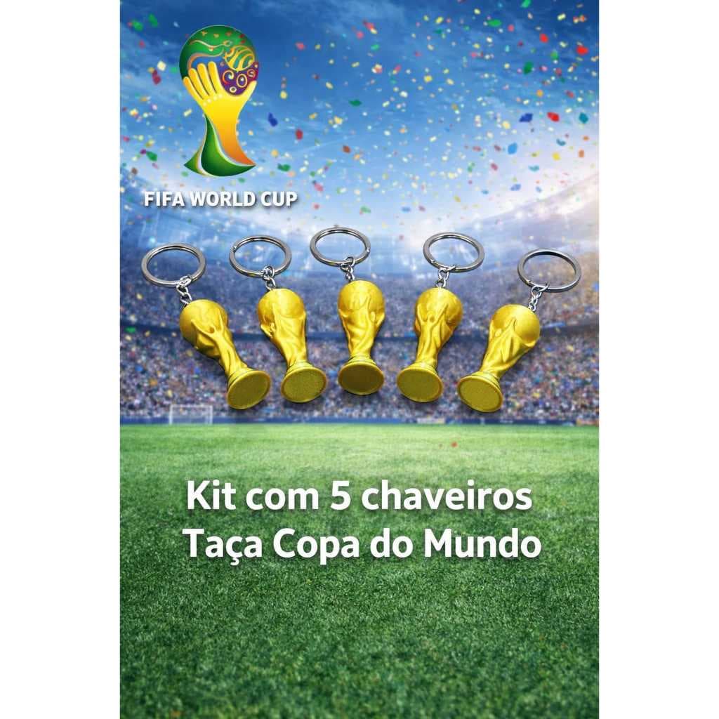 Kit 5 Chaveiros Taça Copa do Mundo 2026 ⚽