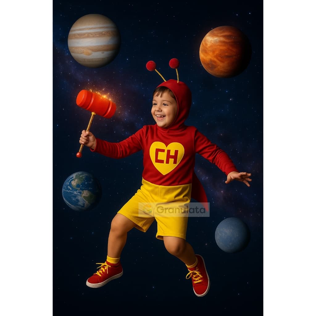 Fantasia Infantil Chapolin Colorado com Macacão e Capuz P ao EXG Aniversario Carnaval