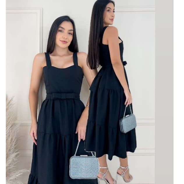 Vestido Mid Moda Feminina laço elegante mais vendido da loja