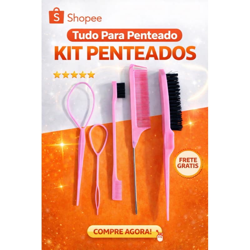 Kit Penteados Profissional 5 em 1 para Cabelo e Baby Hair