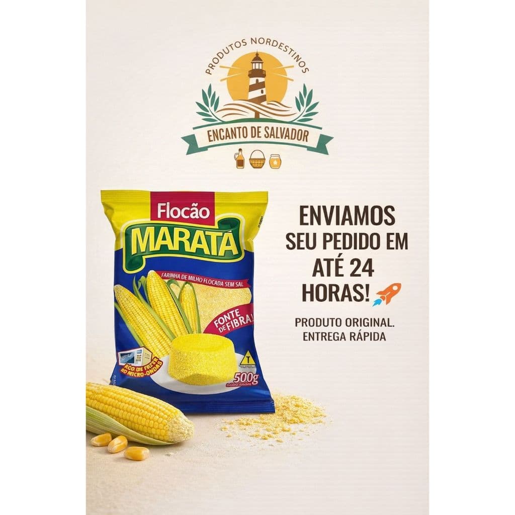 Kit 5 Flocão de Milho Maratá 500g - O melhor do Nordeste (5 de 500g cada)